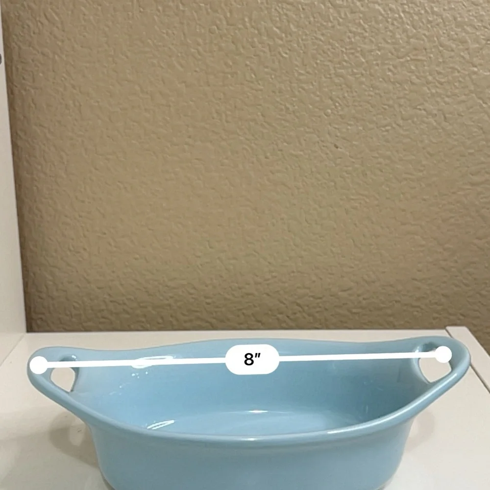 Rachael Ray 12oz Oval Stoneware Baker Dish Light Blue 8” Oven Safe